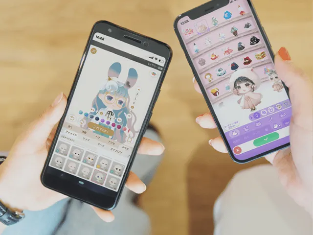 ココネグループで展開しているサービスのアプリ画面でアバターを表示している